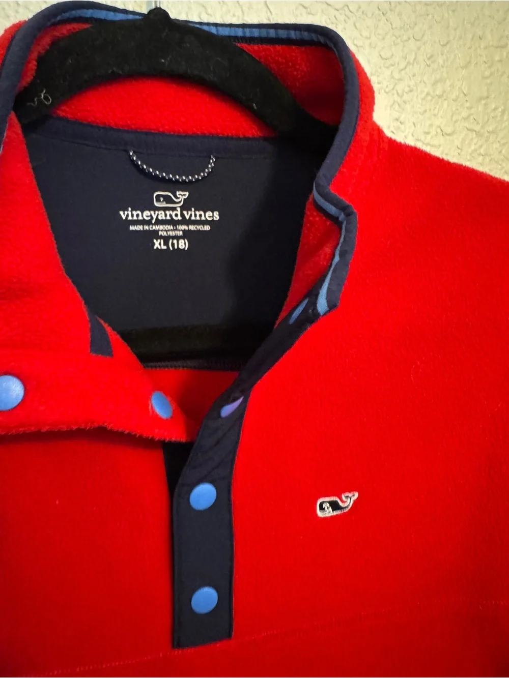 Vineyard Vines Red Pullover Fleece Snap-Front Shirt